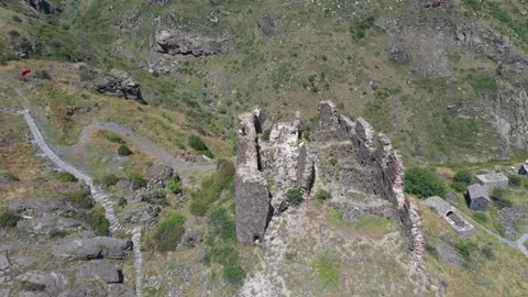 Amberd Fortress in spring  by drone 2 Video stock 335486370