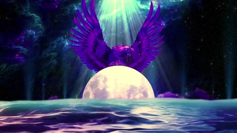 Ambience night full moon wave Stock Footage 269322747