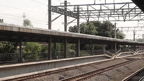 The ambience of a train station emplacement, commuter line Stock Footage 289602166