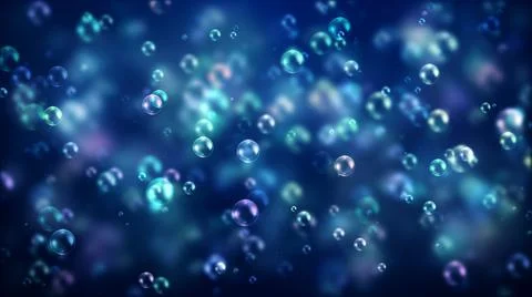 Ambient Blue Abstract Blurry Sharp Floating Realistic Shiny Soap Water Bubbles Illustrazione stock