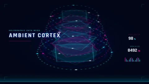 Ambient Cortex Hologram Data Mesh Visualizing Futuristic Technology Network Stock Footage 336804961