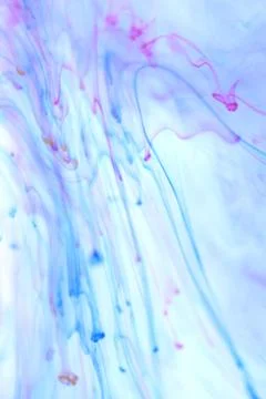 Ambient Falling Colored Ink Drops Motion Dynamic in Water. Soft Ambient Backg Stock Photos