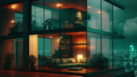 Ambient rain at penthouse Stock Footage 236771447