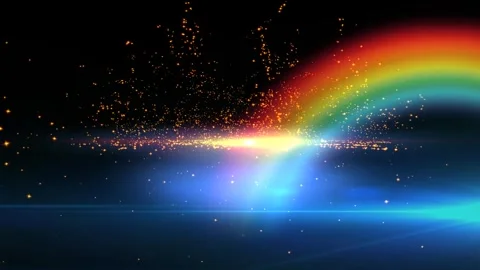 Ambient Rainbow Glowing Particles Falling Motion Background Video stock 287240978