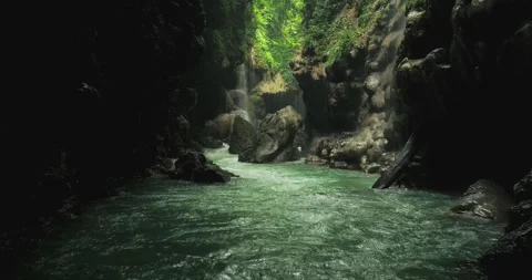 Ambient River Flow in Tropical Canyon with Calm Natural Movement Stock-Footage 332654777