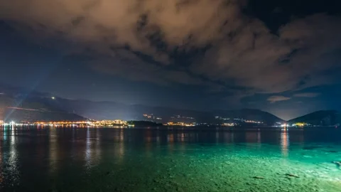 Ambient timelapse showing a cloudy evening on the coast Stock Footage 301425844