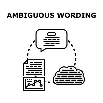 Ambigous wording concept with text and document Stock Illustration