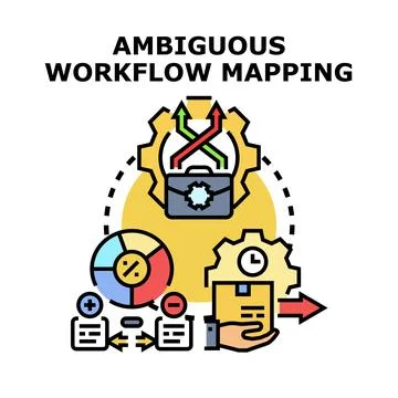 Ambigous workflow mapping, business process analysis Stock Illustration