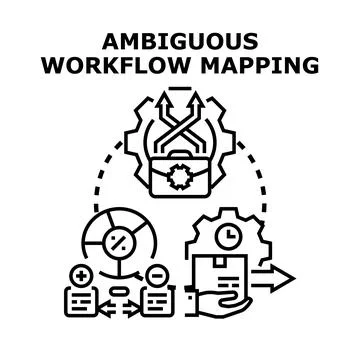Ambigous workflow mapping, business process analysis Stock Illustration