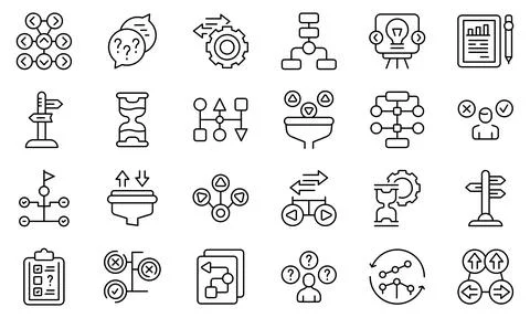 Ambiguity icons set outline vector. Data analysis Stock Illustration
