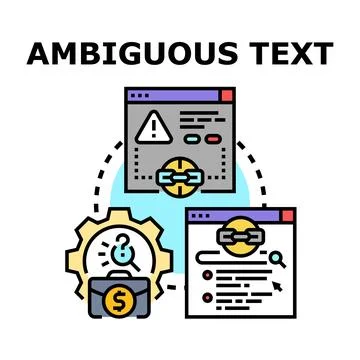 Ambiguous text data analysis and information processing Stock Illustration