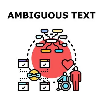 Ambiguous text interpretation with diverse understanding options Illustration
