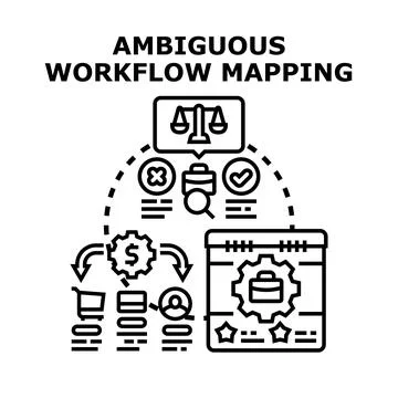 Ambiguous workflow mapping process concept illustration Stock Illustration