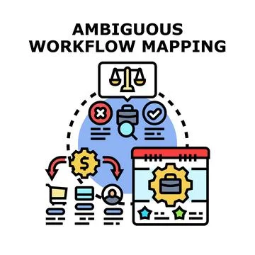 Ambiguous workflow mapping process concept illustration Stock Illustration