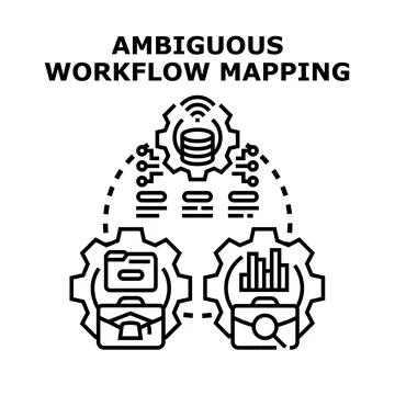 Ambiguous workflow mapping process creating complex business strategy Stock Illustration