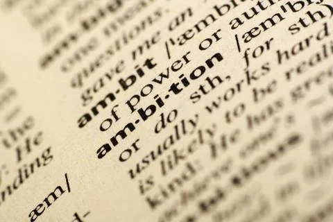 Ambition  meaning in dictionary Stock Photos