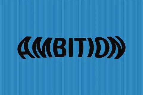 Ambition typography text on blue background Stock Illustration