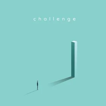 Ambition vector concept with businessman looking at high pillar. Success Stock Illustration