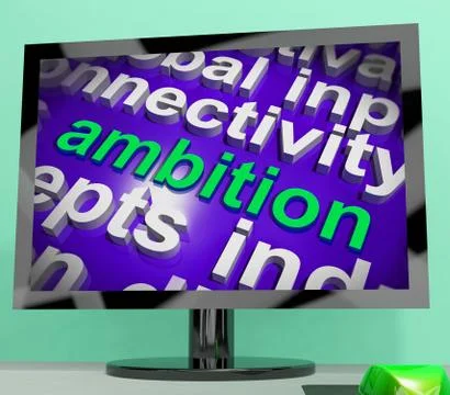Ambition Word Cloud Screen Means Target Aim Or Goal Stock-Illustration
