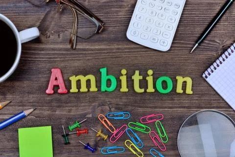 Ambition word on table Stock Photos