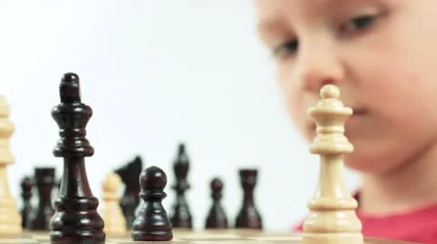 Ambitious little chess player. Small genius. Stock Footage 8869197