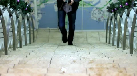 Ambitious man climbs the stairs Stock Footage 19355347