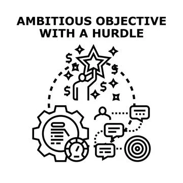 Ambitious objective achieving through process, team, and communication Stock Illustration