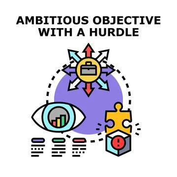 Ambitious objective facing challenge and strategic planning Stock Illustration
