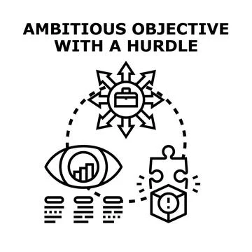 Ambitious objective facing challenge and strategic planning Stock Illustration