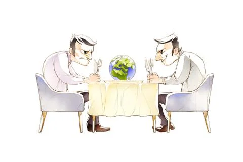 Ambitious people trying to divide the earth Stock Illustration