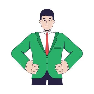 Ambitious professional leader in confident pose 2D cartoon character Stock Illustration