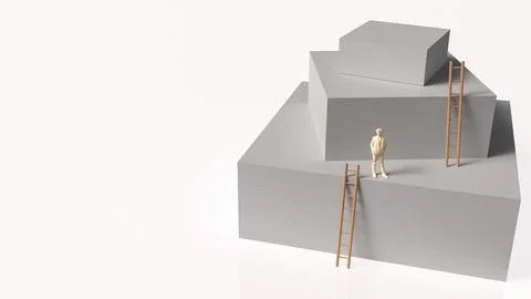 Ambitious Steps Toward Success 3d render. Stock Illustration