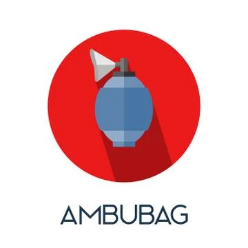 Ambu bag Resuscitator long shadow flat style medic icon illustration Stock Illustration