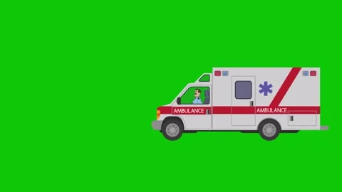 Ambulance Animation on Green Screen Background Emergency Medical Vehicle Clip Stock Footage 312552068