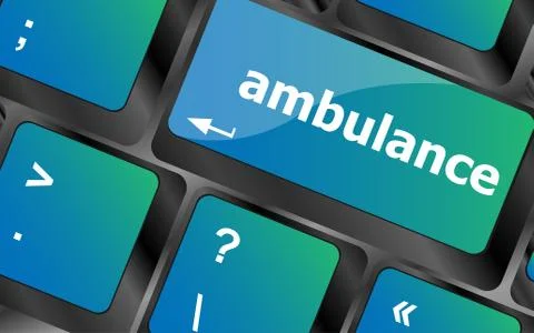 Ambulance Button on Modern Computer Keyboard key Stock Illustration