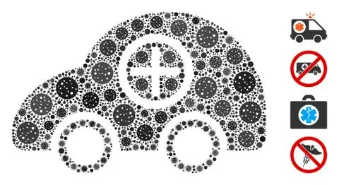 Ambulance Car Collage of CoronaVirus Elements Stock Illustration