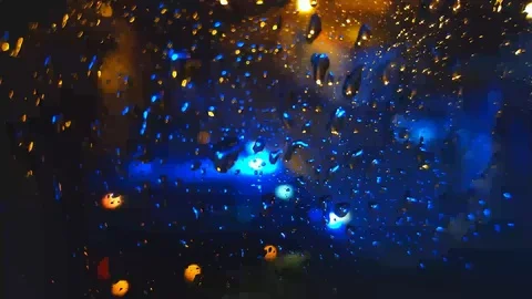 Ambulance car drive rush for help while rain in night city Stock Footage 125489612