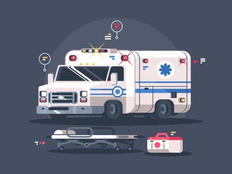 Ambulance car with flasher Stock Illustration