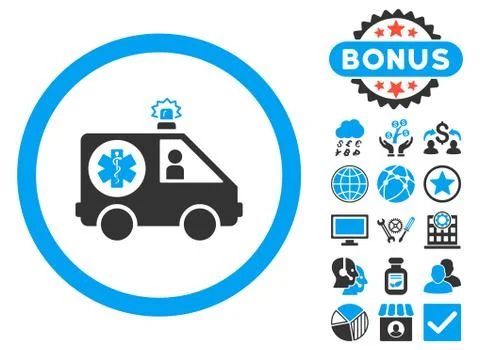 Ambulance Car Flat Vector Icon with Bonus Illustrazione stock