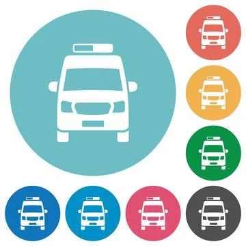 Ambulance car front view flat round icons Illustrazione stock