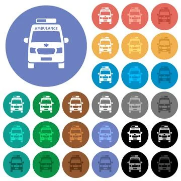 Ambulance car front view round flat multi colored icons 스톡 일러스트