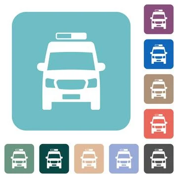 Ambulance car front view rounded square flat icons イラスト素材