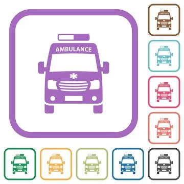 Ambulance car front view simple icons Stock Illustration