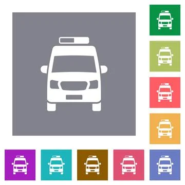 Ambulance car front view square flat icons Illustrazione stock