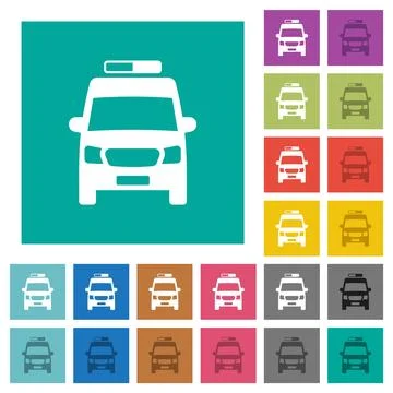 Ambulance car front view square flat multi colored icons Illustrazione stock