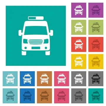 Ambulance car front view square flat multi colored icons イラスト素材