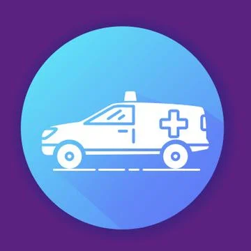 Ambulance car icon. Flat vector illustration. Line art. Stock Illustration