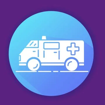 Ambulance car icon. Flat vector illustration. Line art. Stock Illustration
