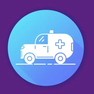 Ambulance car icon. Flat vector illustration. Emergency car. Stock Illustration