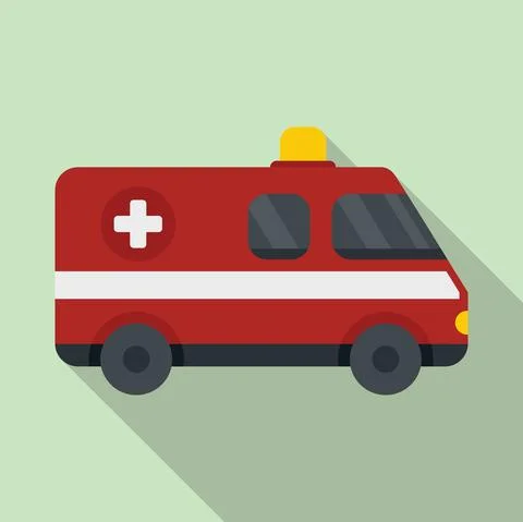 Ambulance car icon flat vector. Emergency vehicle イラスト素材